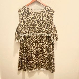 Leopard Tunic Cold Shoulder Tunic